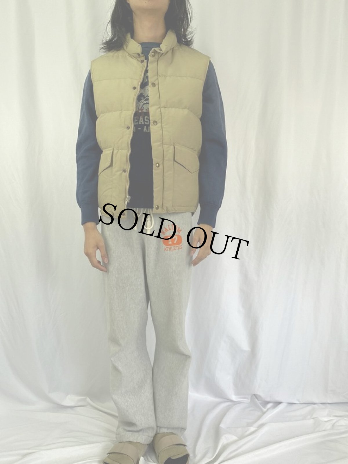 画像2: 70's Woolrich コットン×ナイロン ダウンベスト L (2)