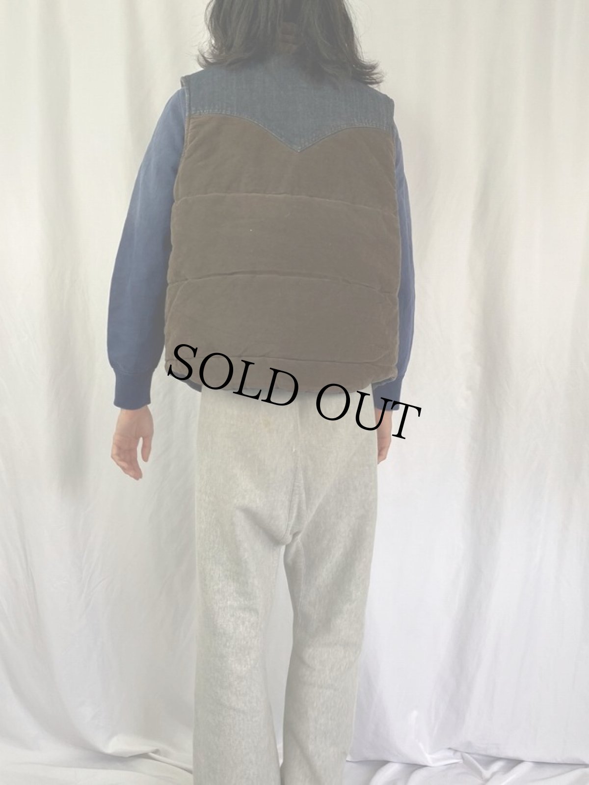 画像5: Levi's リバーシブル 中綿入り ウエスタンヨーク コーデュロイ切り替えベスト M (5)