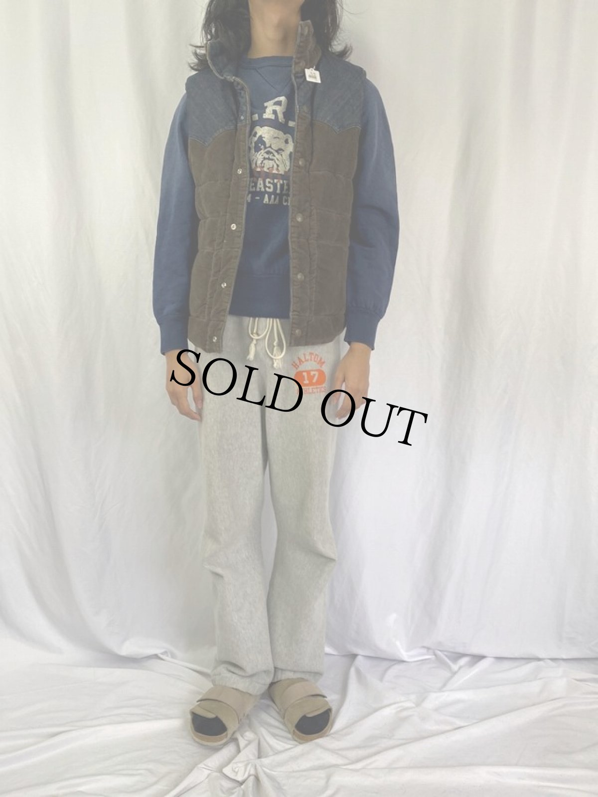 画像3: Levi's リバーシブル 中綿入り ウエスタンヨーク コーデュロイ切り替えベスト M (3)