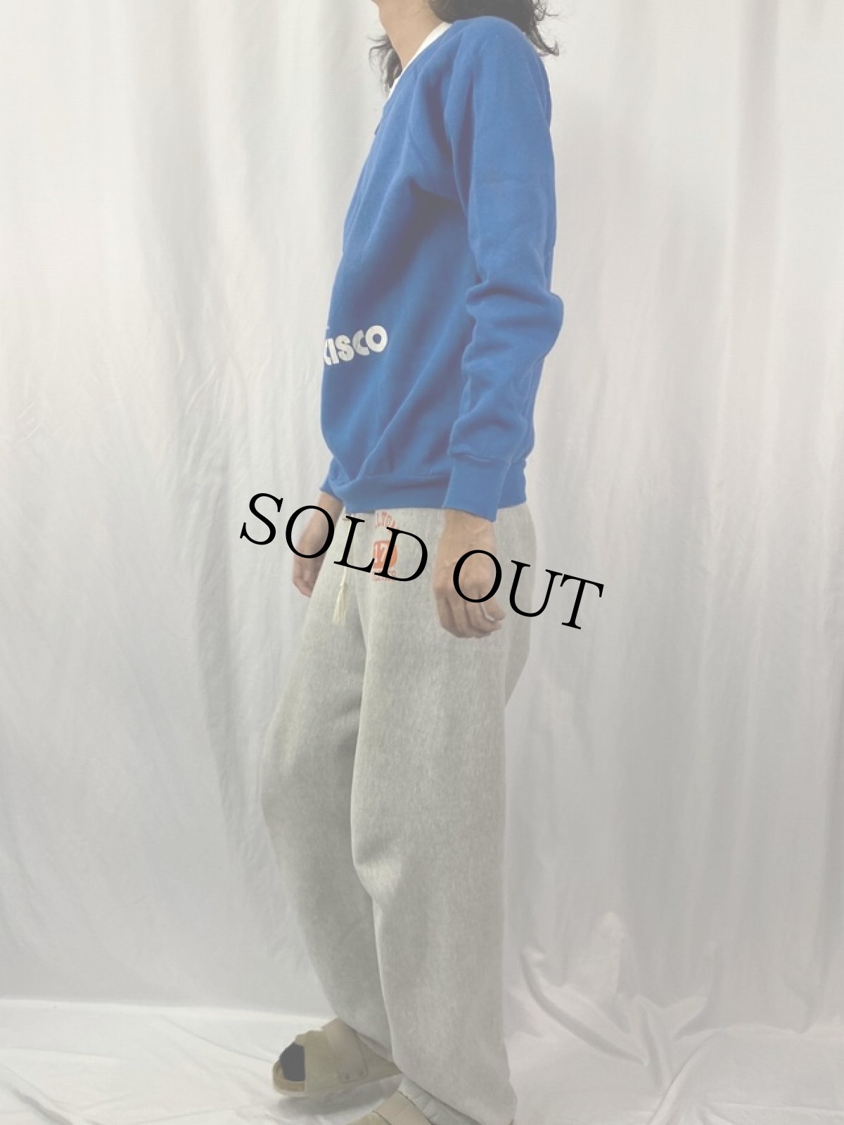 画像3: 70〜80's SNOOPY USA製 "SAN FRANCISCO" フロッキープリント ラグランスウェット L (3)