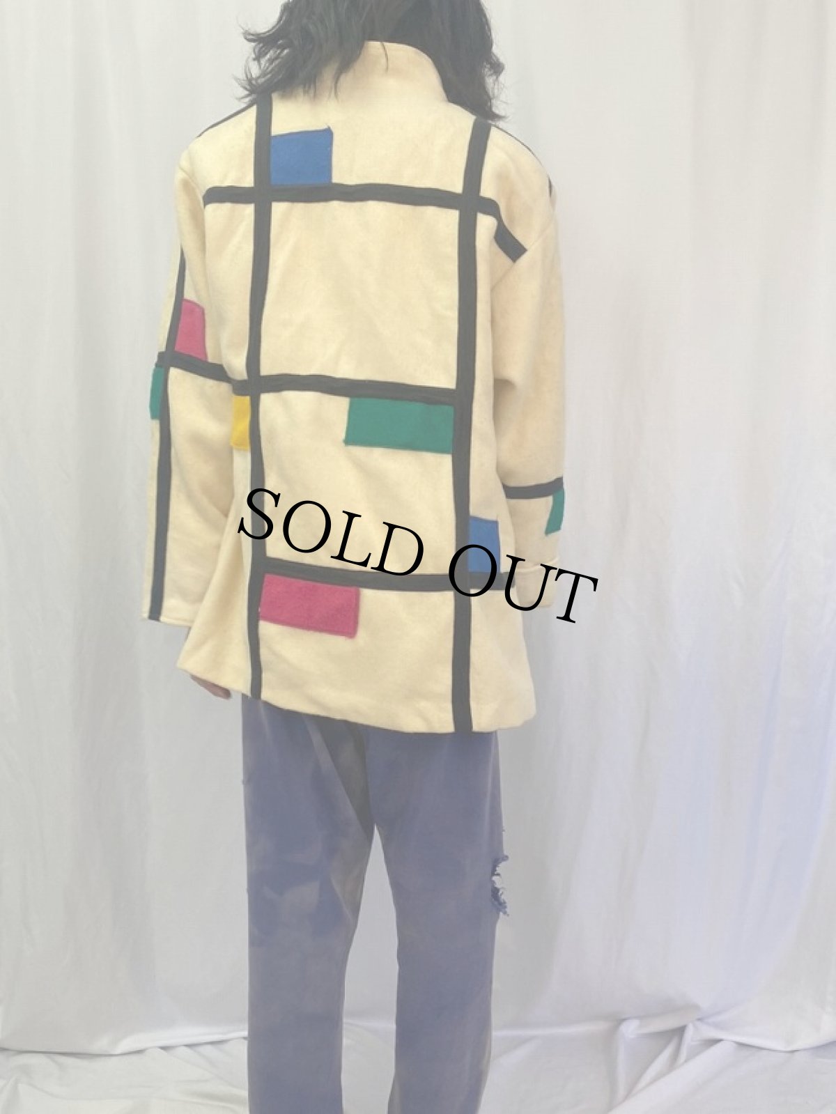 画像4: 70's CarpetBaggers CANADA製 モンドリアンパターン ウールコート (4)