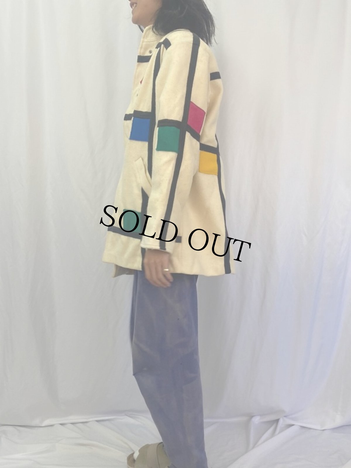 画像3: 70's CarpetBaggers CANADA製 モンドリアンパターン ウールコート (3)