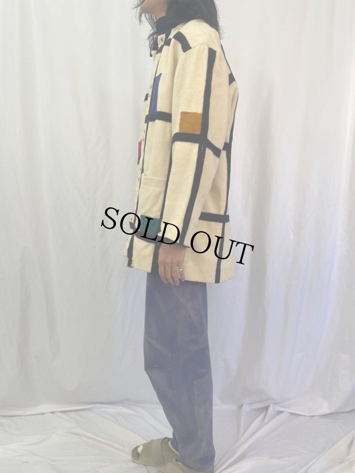 画像3: 80's Herman Kay USA製 モンドリアンパターン ウール×ナイロンコート (3)