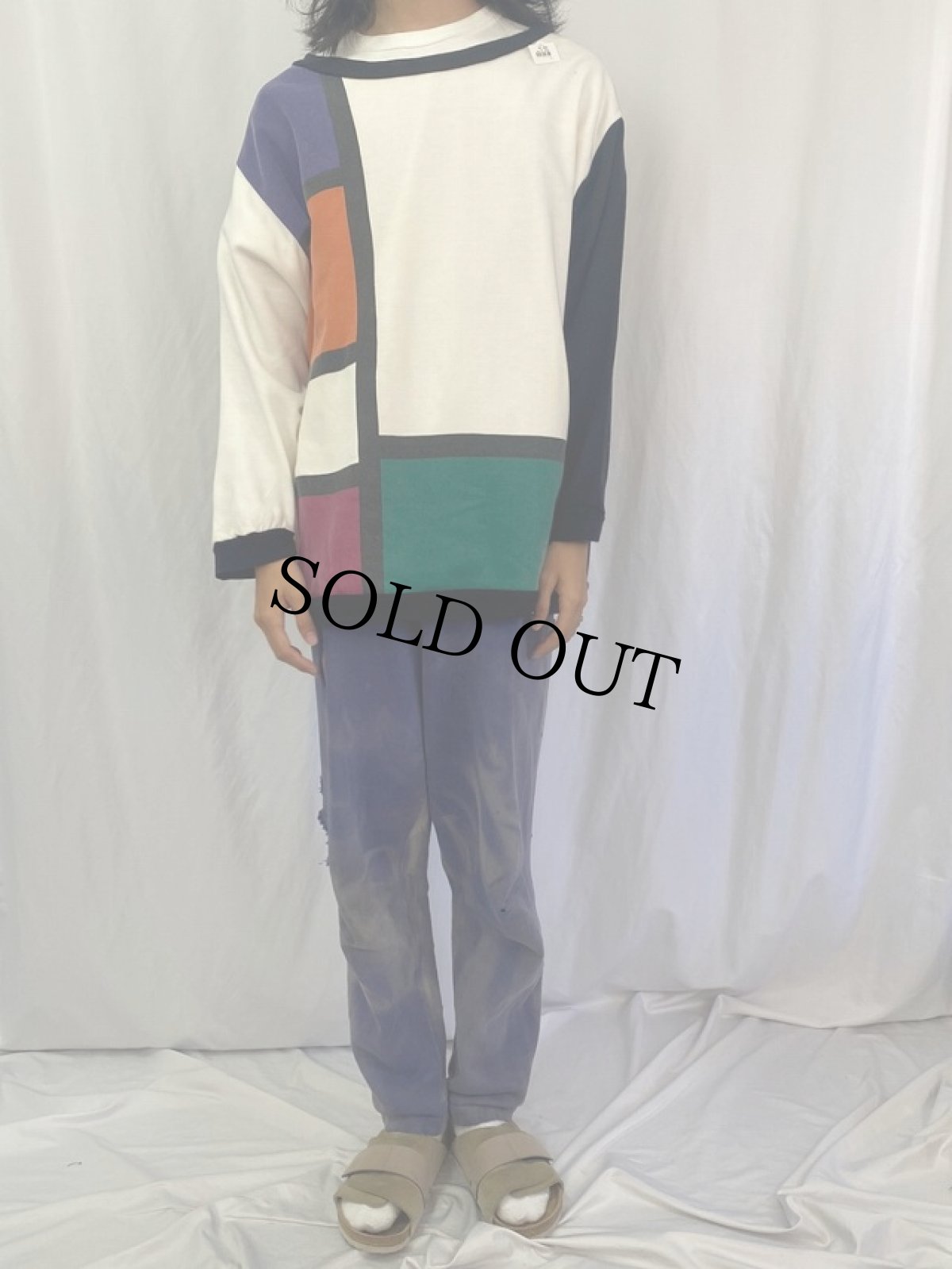 画像2: 80〜90's ROAMAN'S モンドリアンパターン スウェット (2)