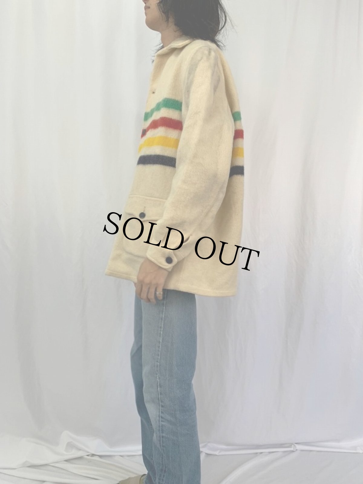 画像3: 60〜70's HUDSON'S BAY CANADA製 ボーダー柄 ウールジャケット (3)