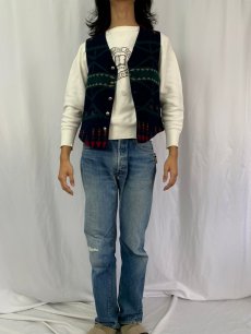 画像2: 90's PENDLETON USA製 ネイティブ柄 ウール×コットンベスト (2)