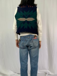 画像4: 90's PENDLETON USA製 ネイティブ柄 ウール×コットンベスト (4)