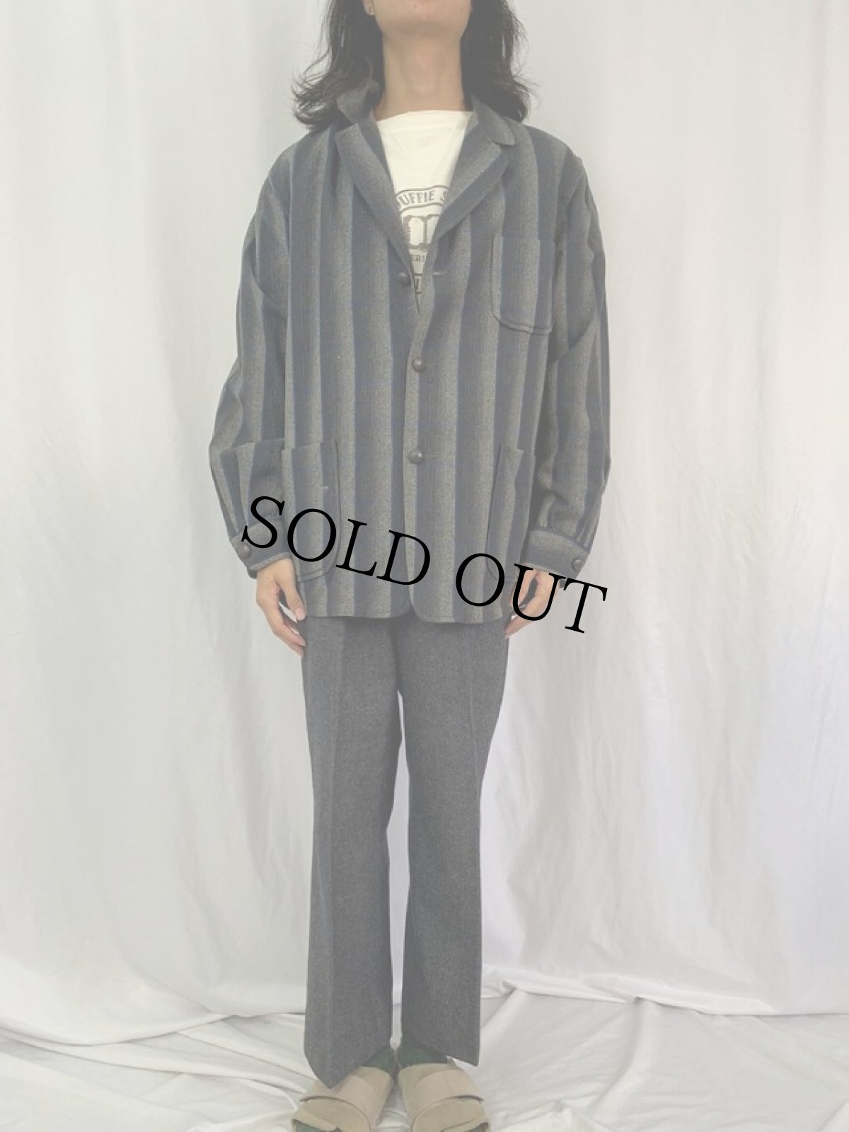 画像2: 50's PENDLETON チェック柄 ウールテーラードジャケット XL (2)