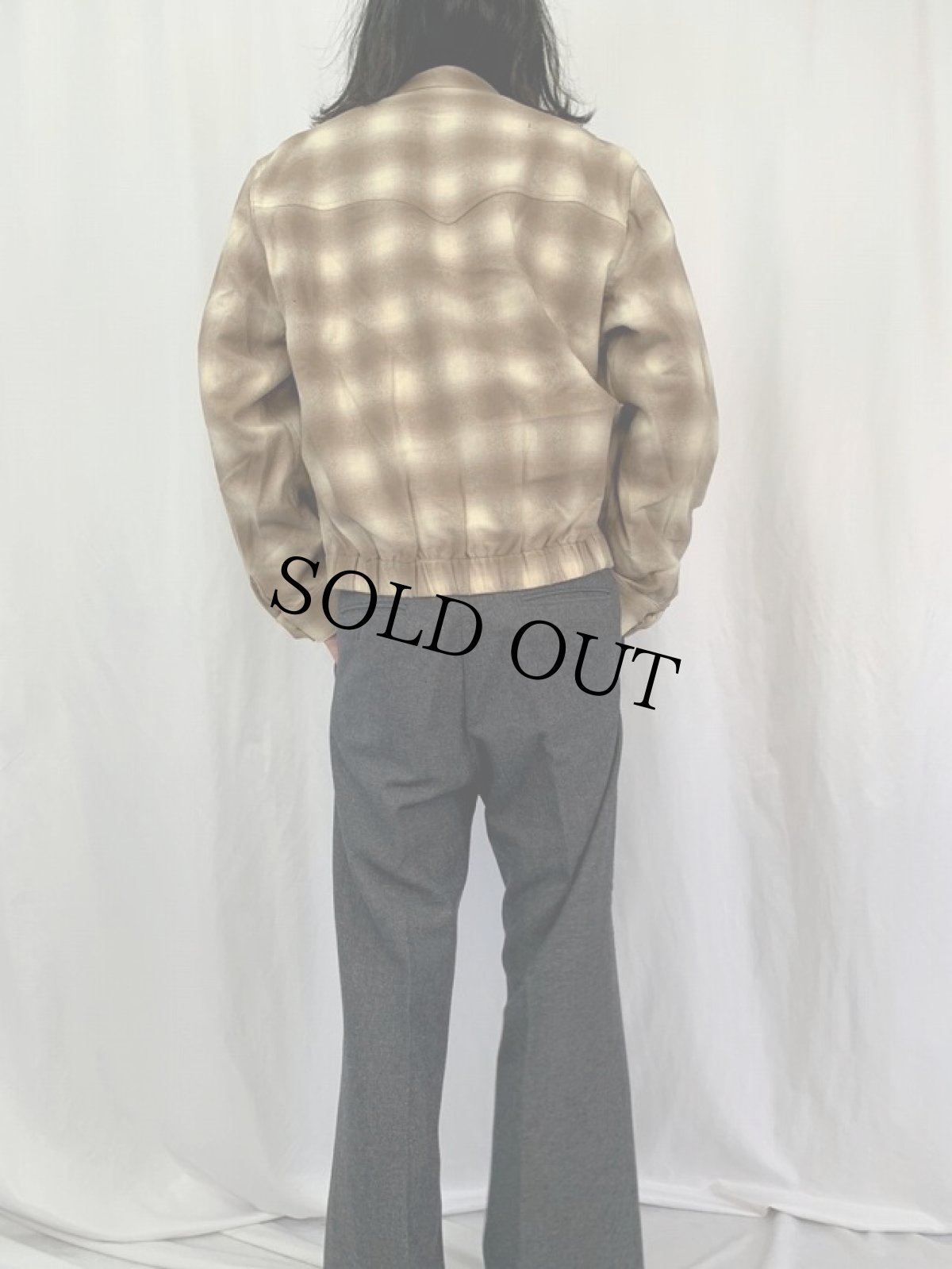 画像4: 70〜80's PENDLETON USA製 オンブレーチェック柄 ウールウエスタンジャケット L (4)