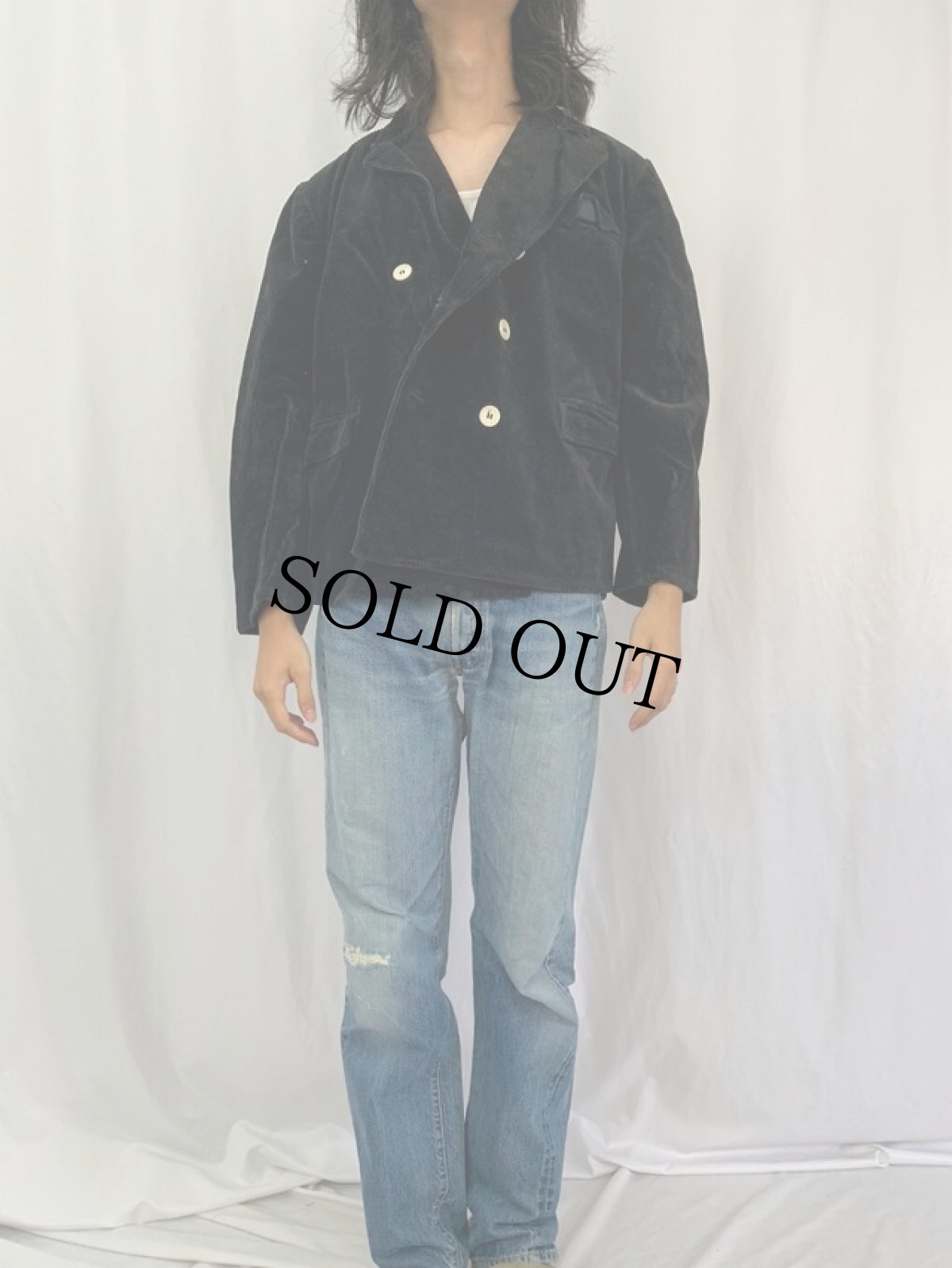 画像2: VINTAGE EURO コーデュロイ ロガージャケット BLACK 48 (2)