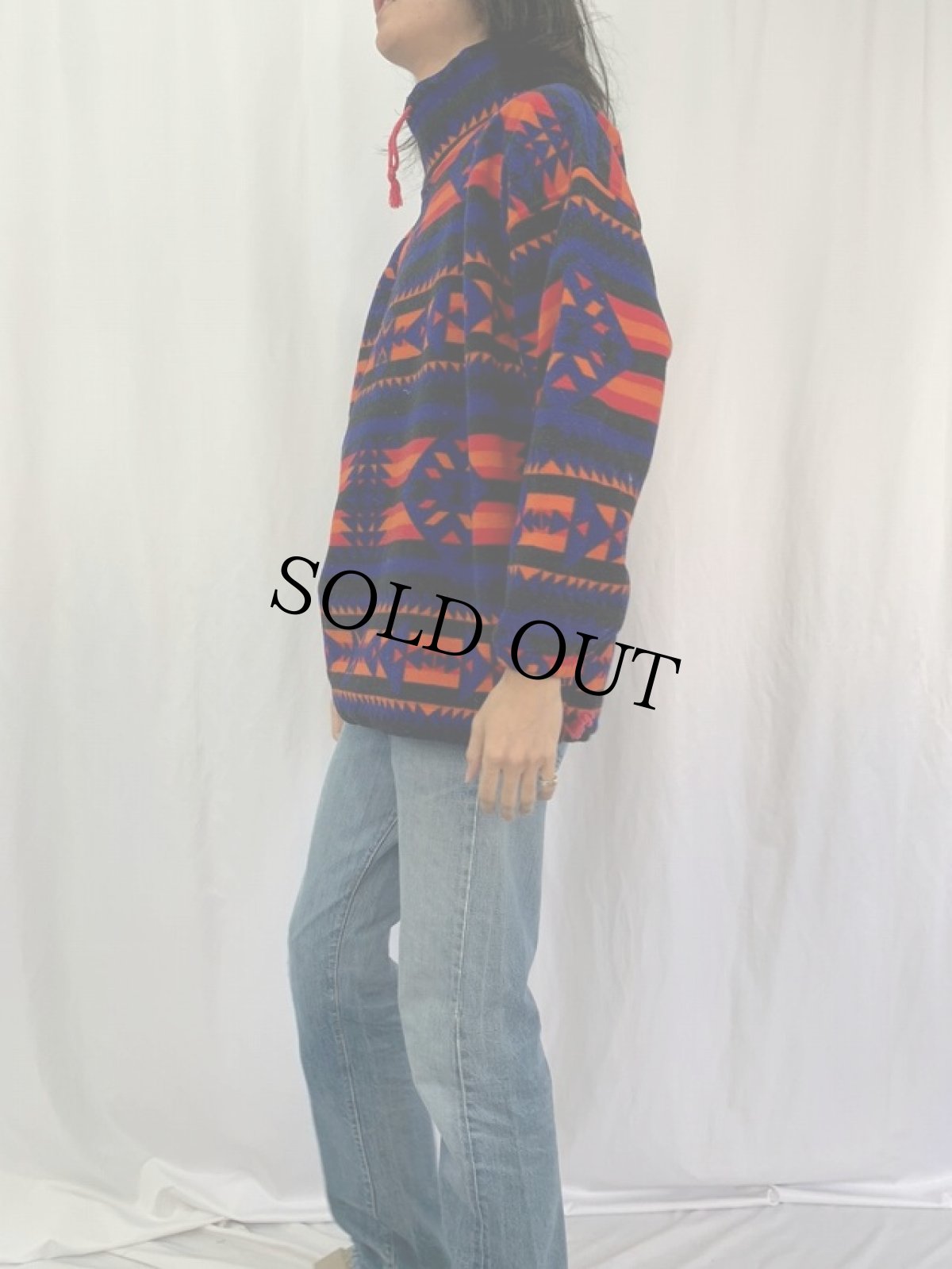 画像3: ネイティブ柄 ハイネックフリーストップス XL (3)