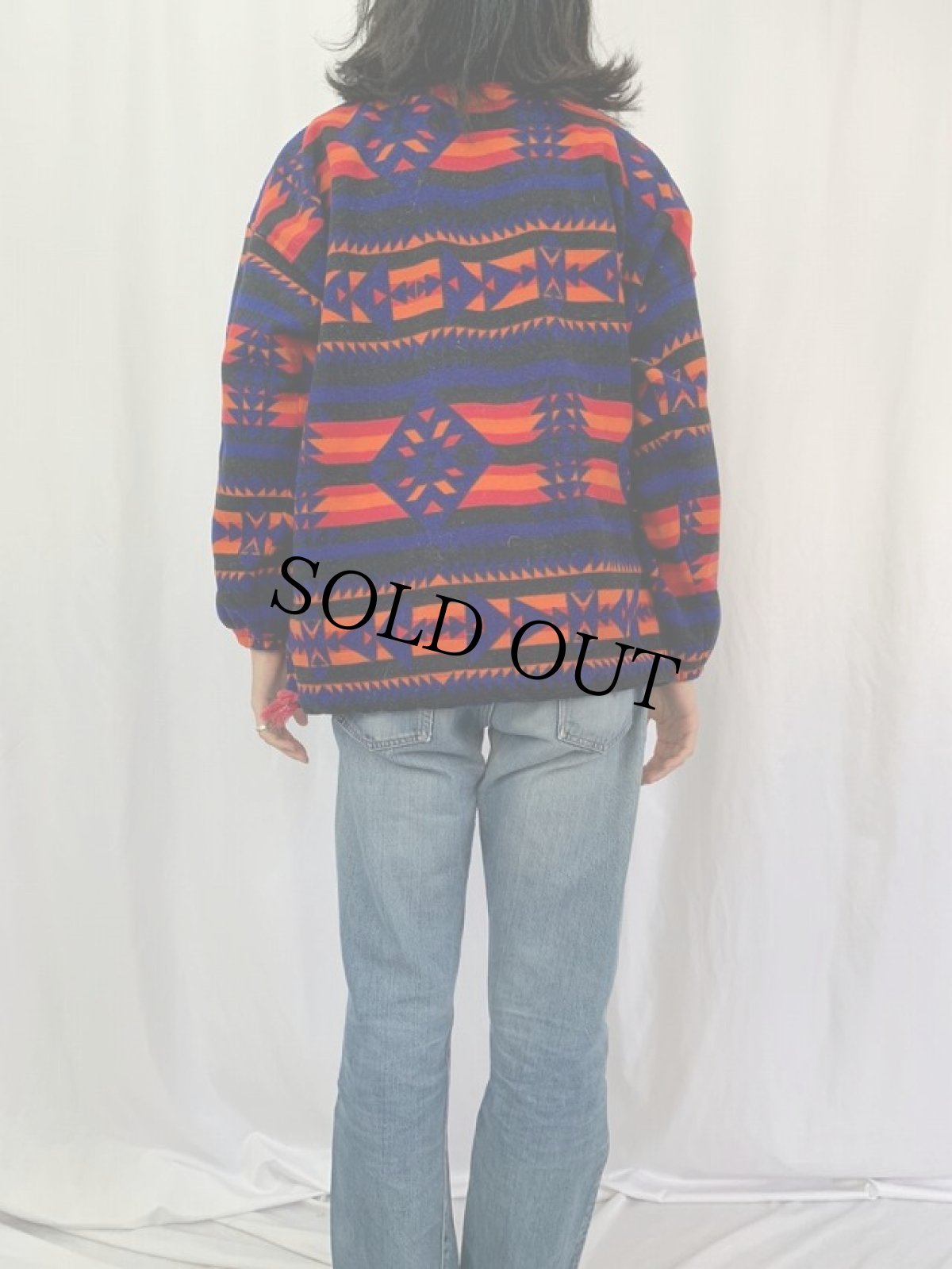 画像4: ネイティブ柄 ハイネックフリーストップス XL (4)