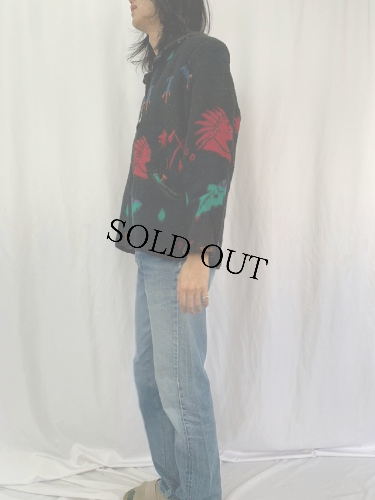 画像3: 90's CIRCLET 民族柄 フルジップジャケット M (3)