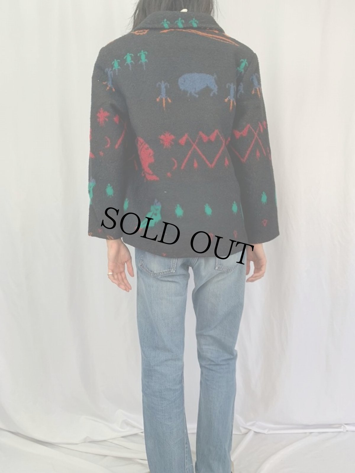 画像4: 90's CIRCLET 民族柄 フルジップジャケット M (4)