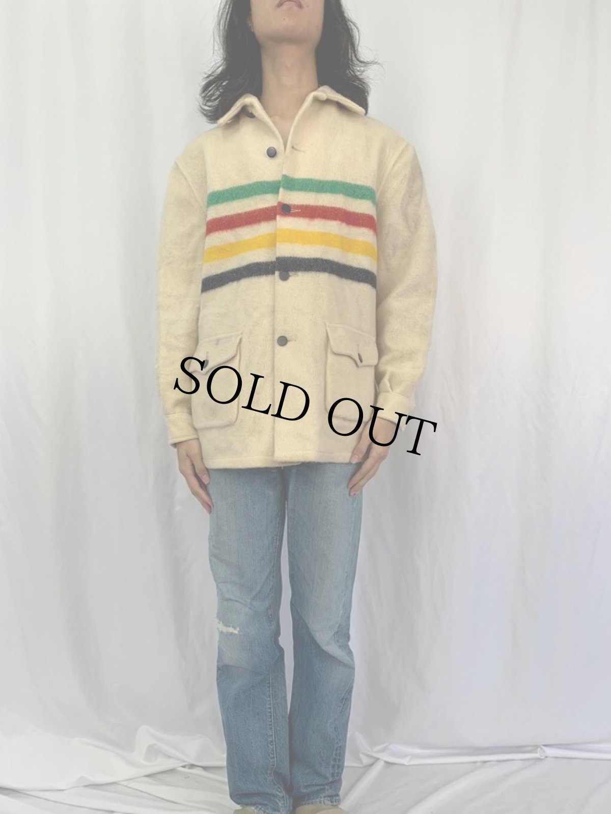 画像2: 60〜70's HUDSON'S BAY CANADA製 ボーダー柄 ウールジャケット (2)