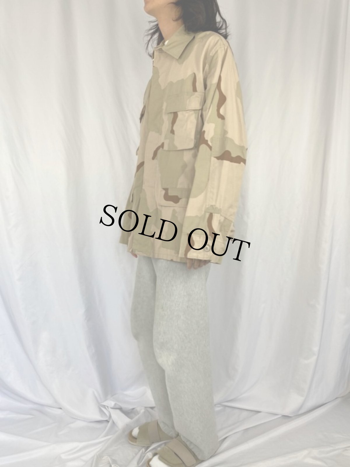 画像3: 90's U.S.ARMY デザートカモ コンバットジャケット LARGE-LONG (3)