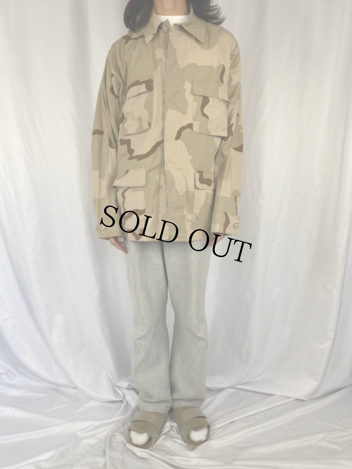 画像2: 90's U.S.ARMY デザートカモ コンバットジャケット LARGE-LONG (2)