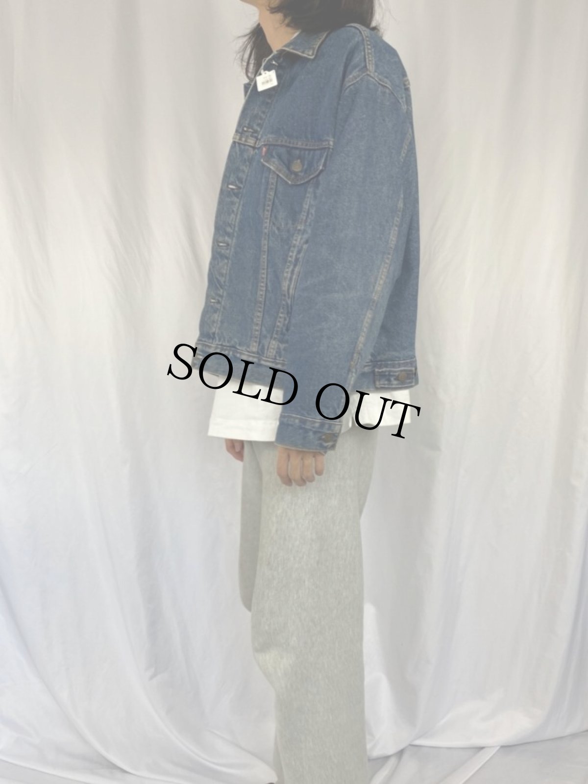 画像3: 80〜90's Levi's 70417-0814 USA製 チェック柄ライナー デニムジャケット XL (3)