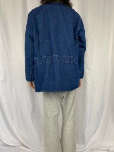 画像4: 90's Woolrich USA製 ブランケットライナー デニムハンティングジャケット L (4)