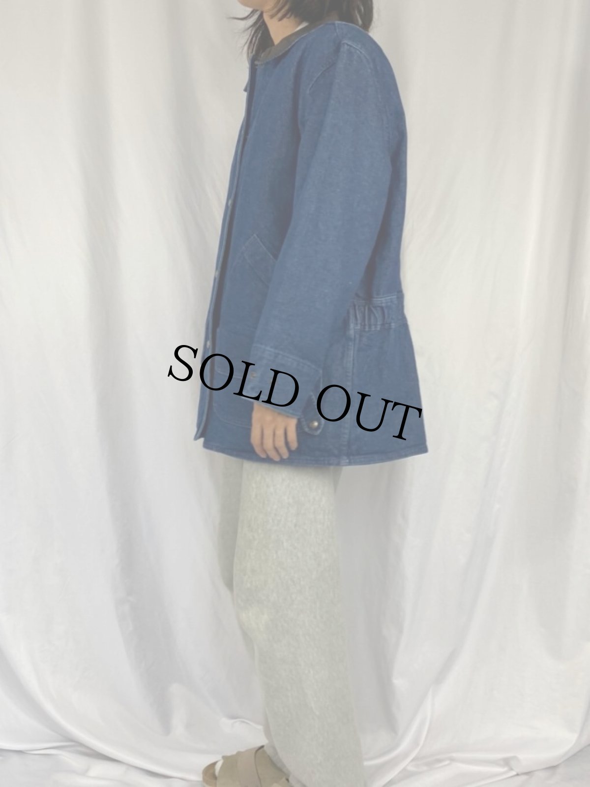 画像3: 90's Woolrich USA製 ブランケットライナー デニムハンティングジャケット L (3)