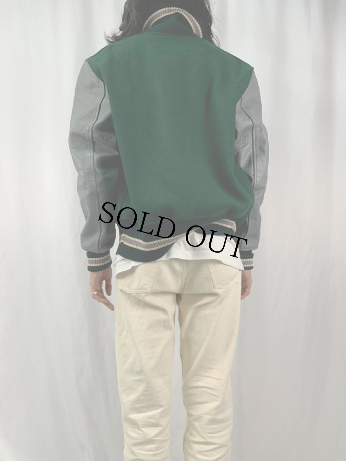 画像4: 60's Whiting レザー×ウールスタジャン SIZE44 (4)