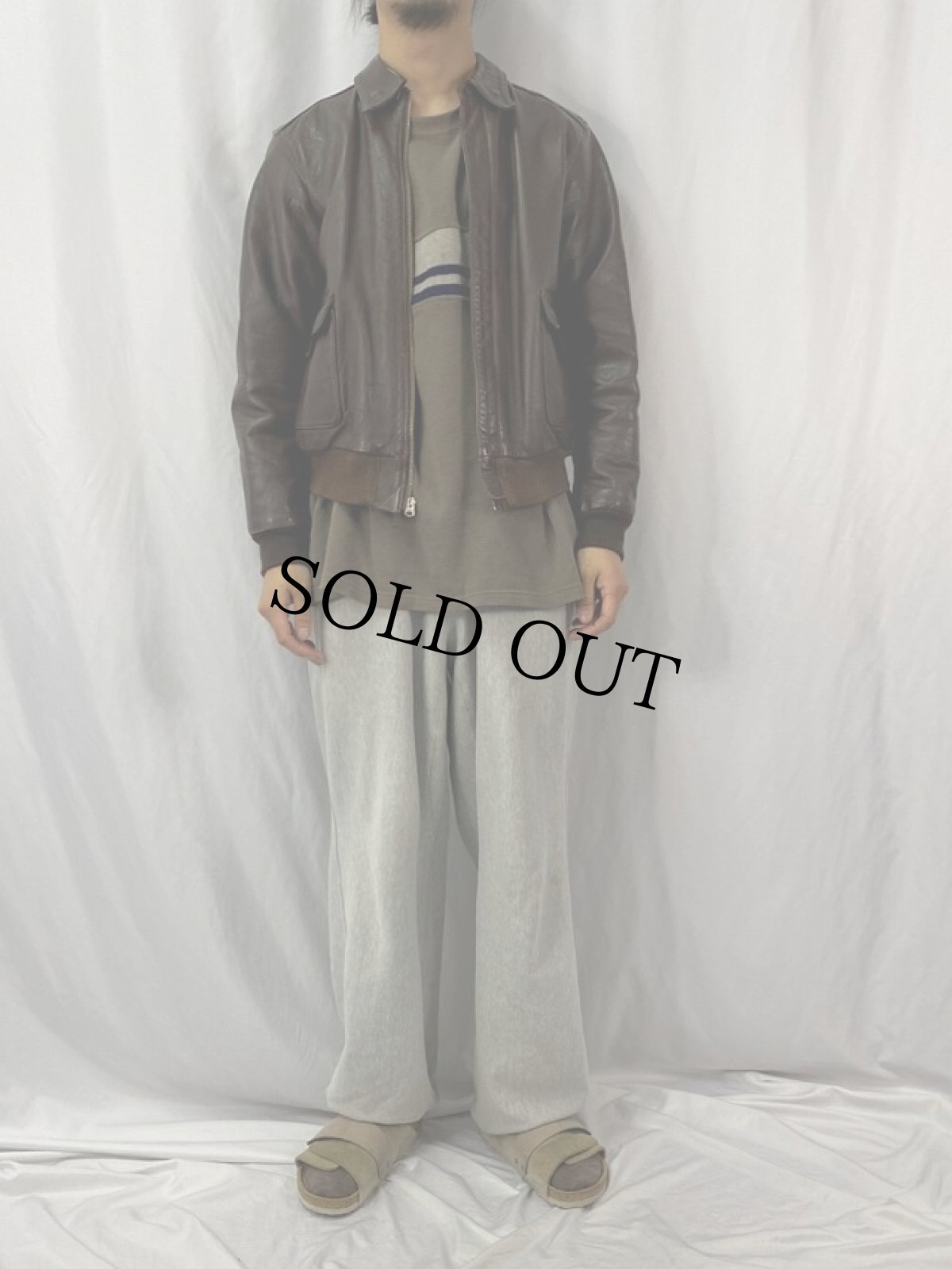 画像2: J.A. DUBOW MFG. CO. "A-2TYPE" レザーフライトジャケット SIZE40 (2)