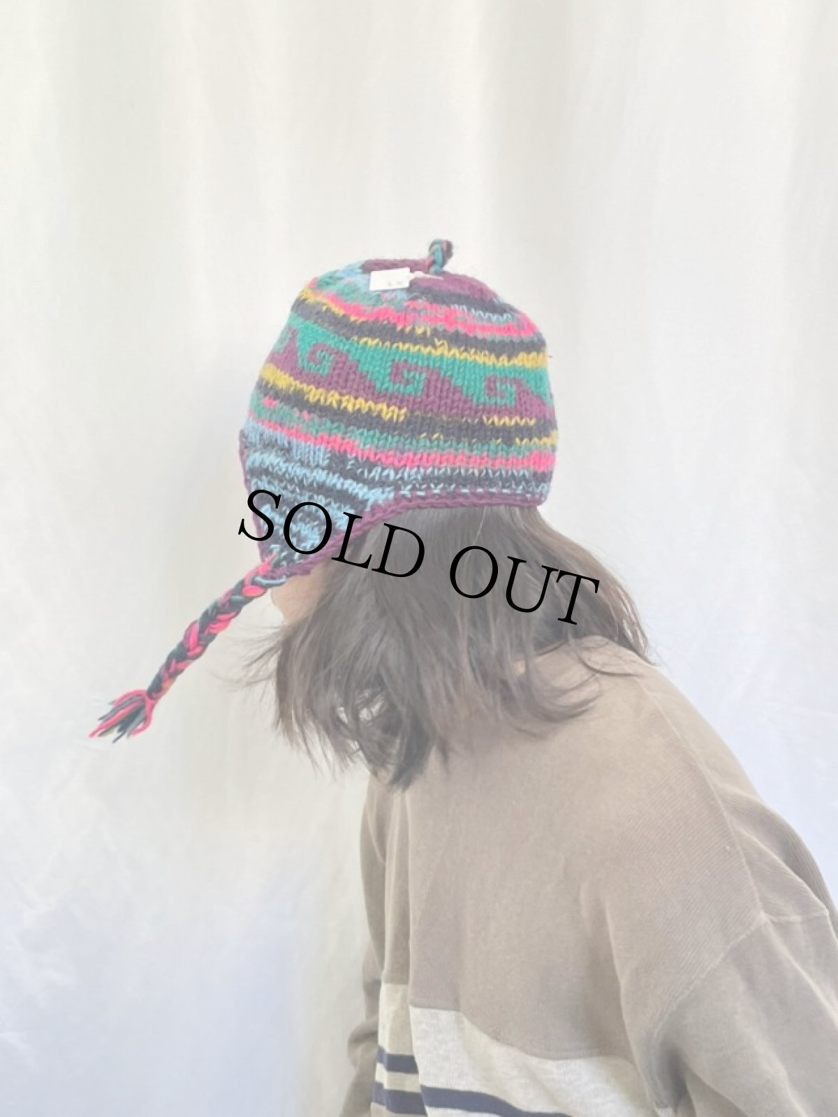 画像3: ネイティブボーダー柄 イヤーカフニットキャップ (3)