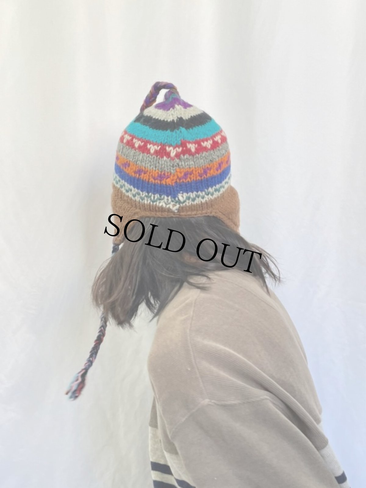 画像4: NEPAL製 ボーダー柄 イヤーカフニットキャップ (4)