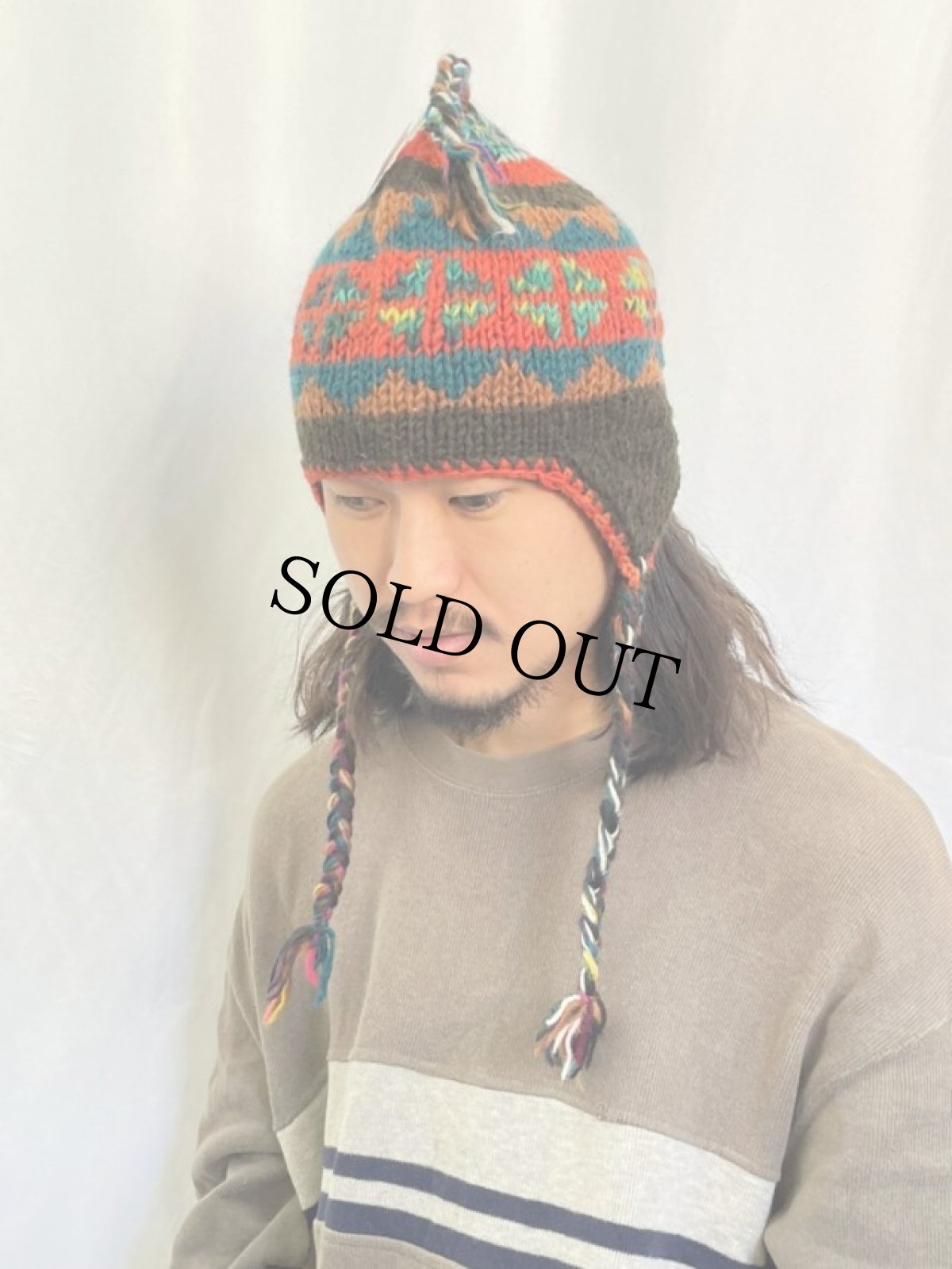 画像2: 総柄 イヤーカフニットキャップ (2)