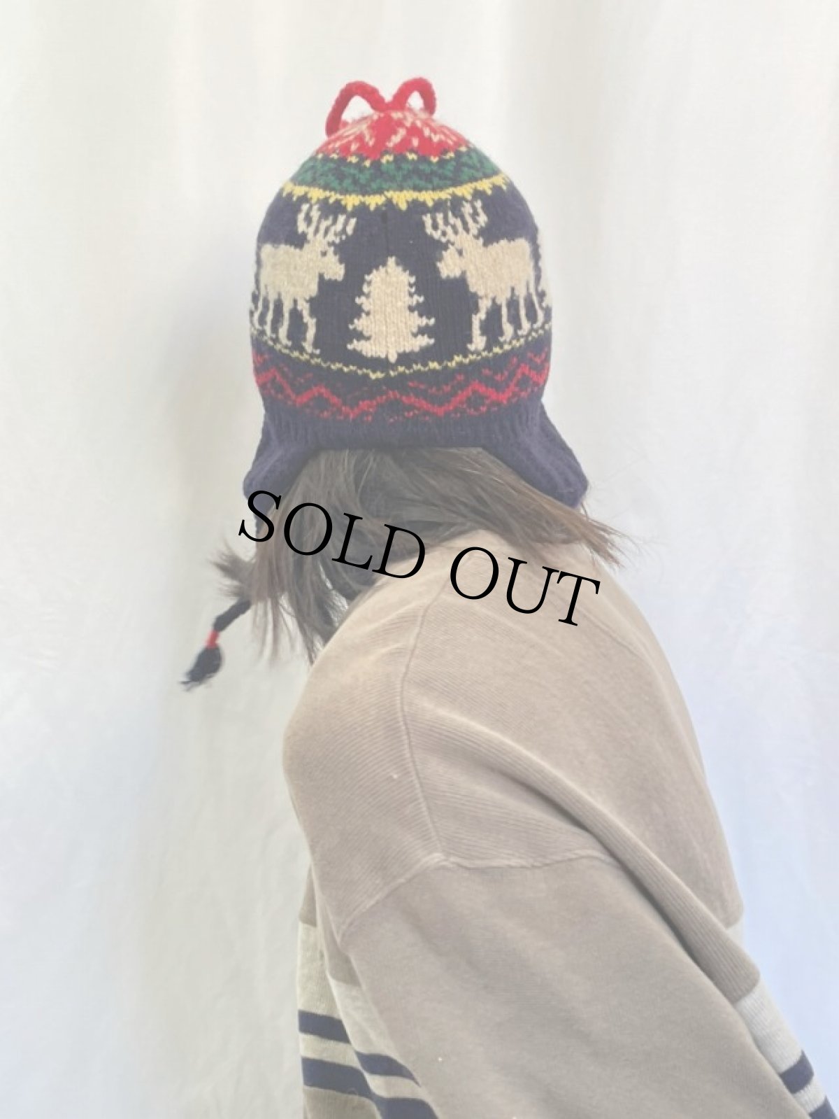 画像4: 90's〜 POLO Ralph Lauren "POLO-67" ノルディック柄 イヤーカフ ニットキャップ (4)