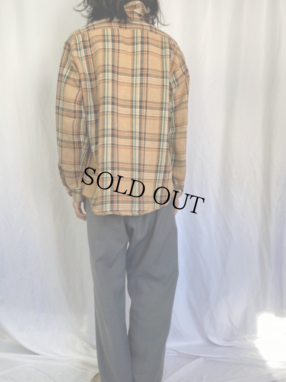 画像4: 70's JCPenney BIGMAC チェック柄 ライトネルシャツ L (4)