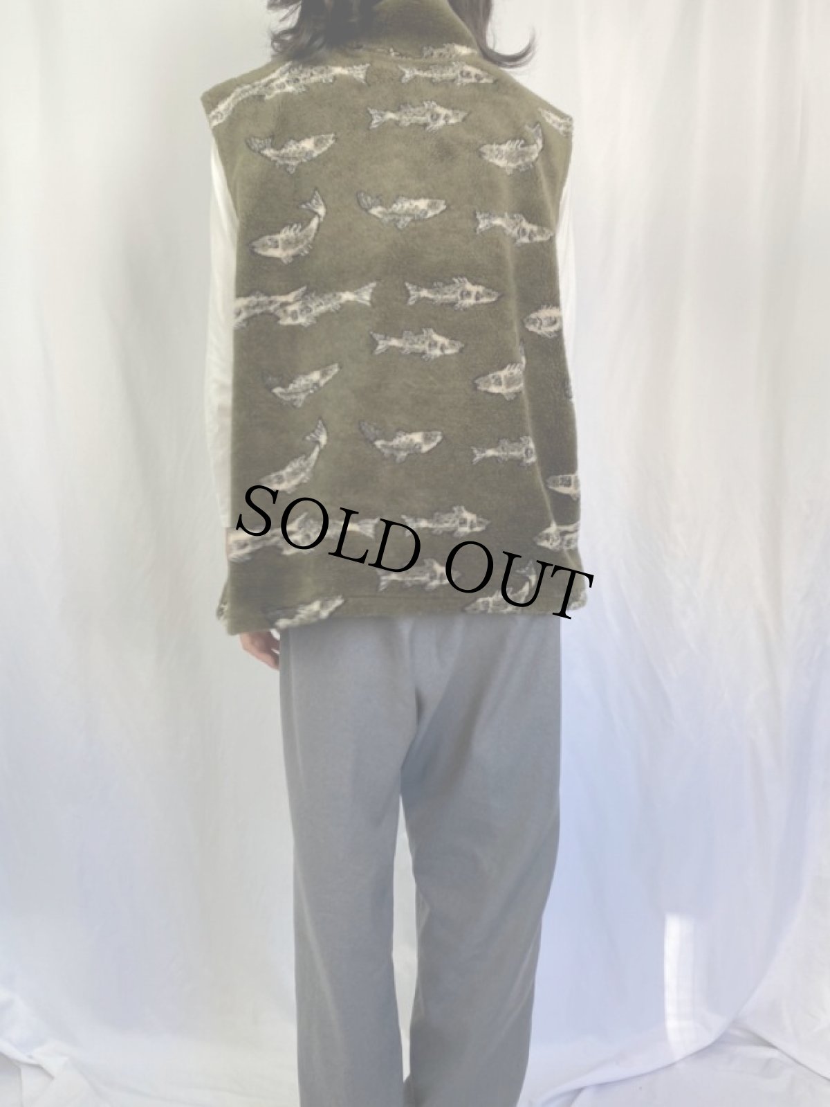 画像4: OCEAN EAST 魚柄 フリースベスト XL (4)