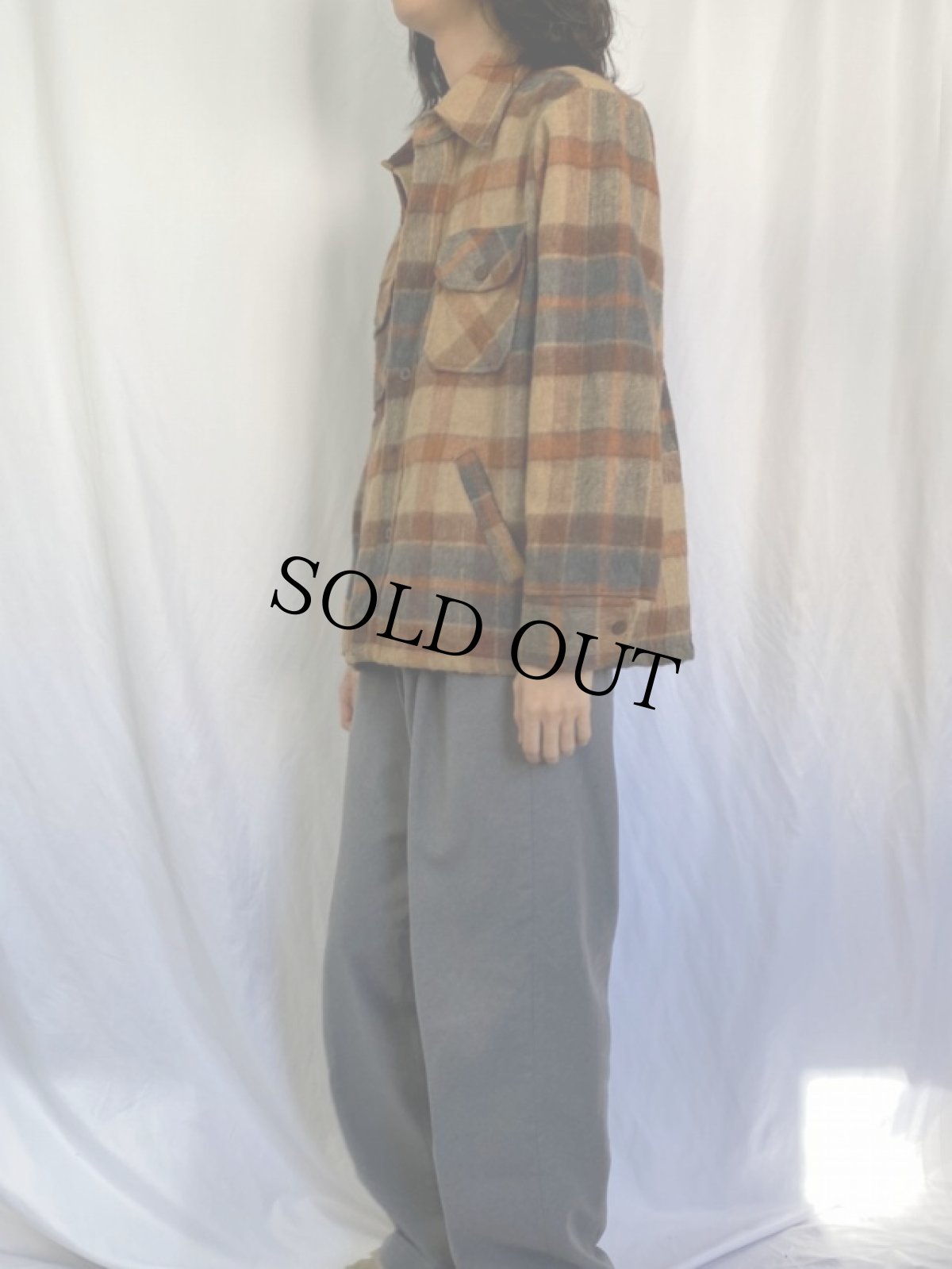 画像3: 70's KINGSPORT チェック柄 CPOシャツジャケット L (3)