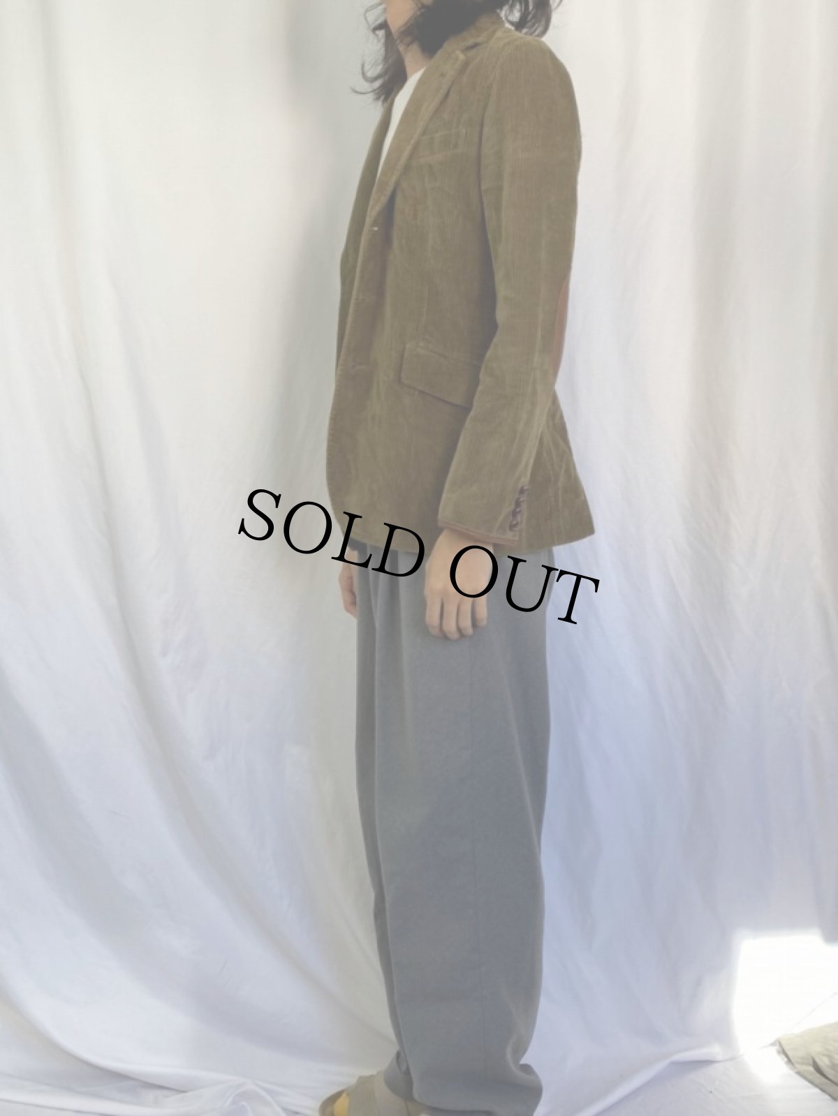 画像3: Ralph Lauren レザーパイピング×エルボーパッチ付き コーデュロイテーラードジャケット (3)