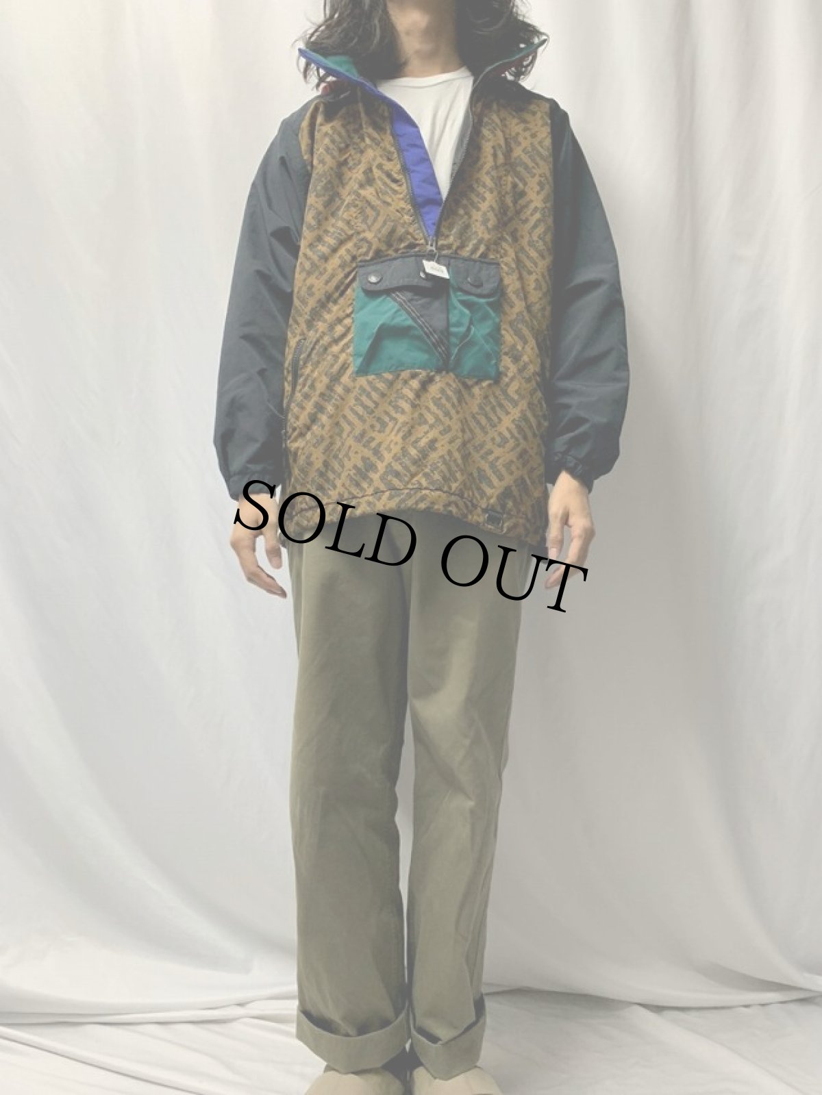 画像2: OBERMEYER 総柄切り替え アノラックパーカー XL (2)