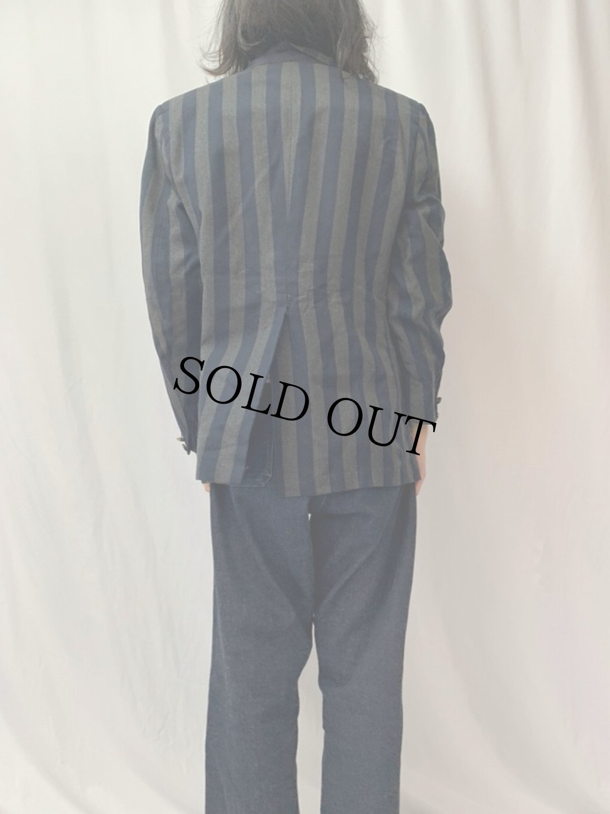 画像4: ストライプ柄 ダブルブレスト テーラードジャケット (4)