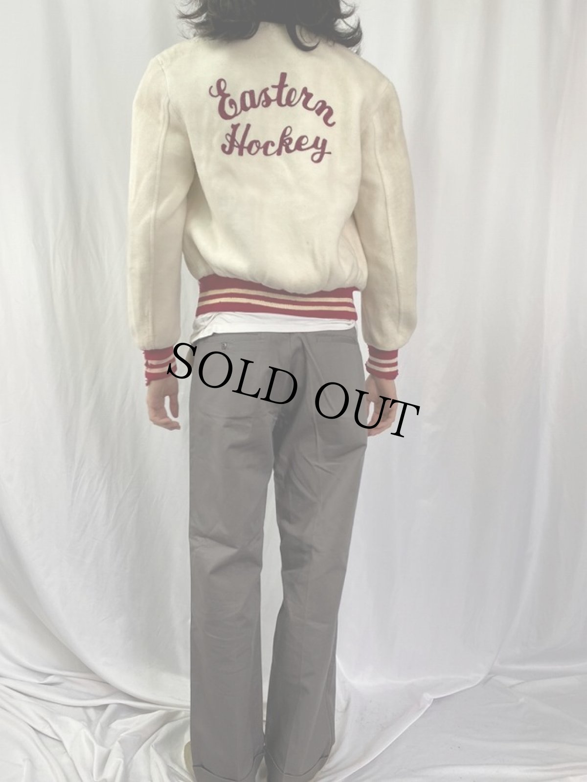 画像5: 70's VARSITY チェーン刺繍 メルトンスタジャン M (5)