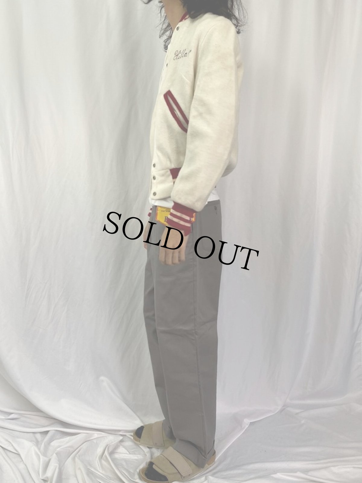 画像4: 70's VARSITY チェーン刺繍 メルトンスタジャン M (4)