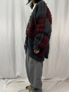 画像3: ハンドメイド チェッカー柄 ニットカーディガン (3)