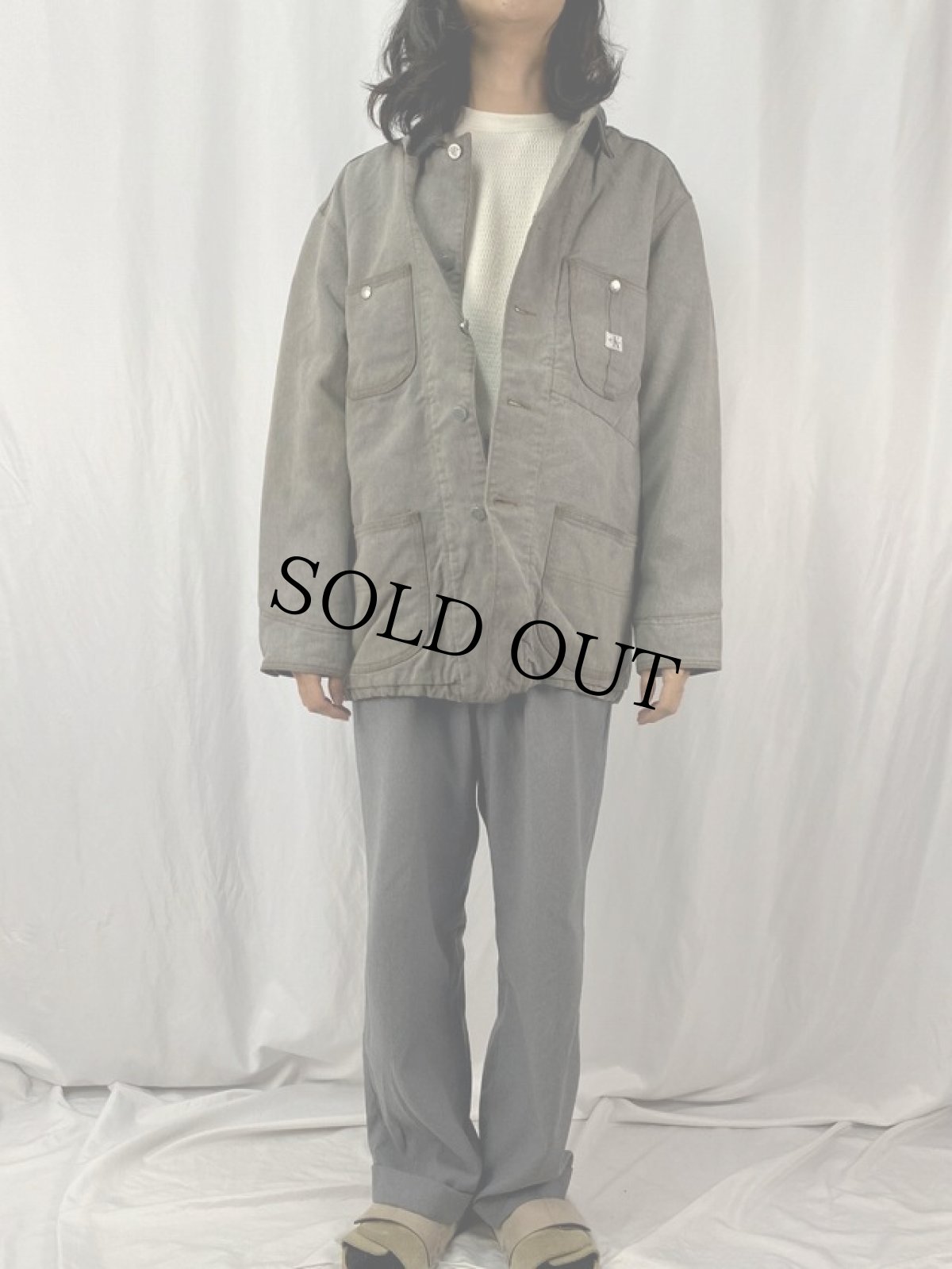 画像2: 90's Calvin Klein USA製 ブランケットライナー デニムハンティングジャケット L (2)