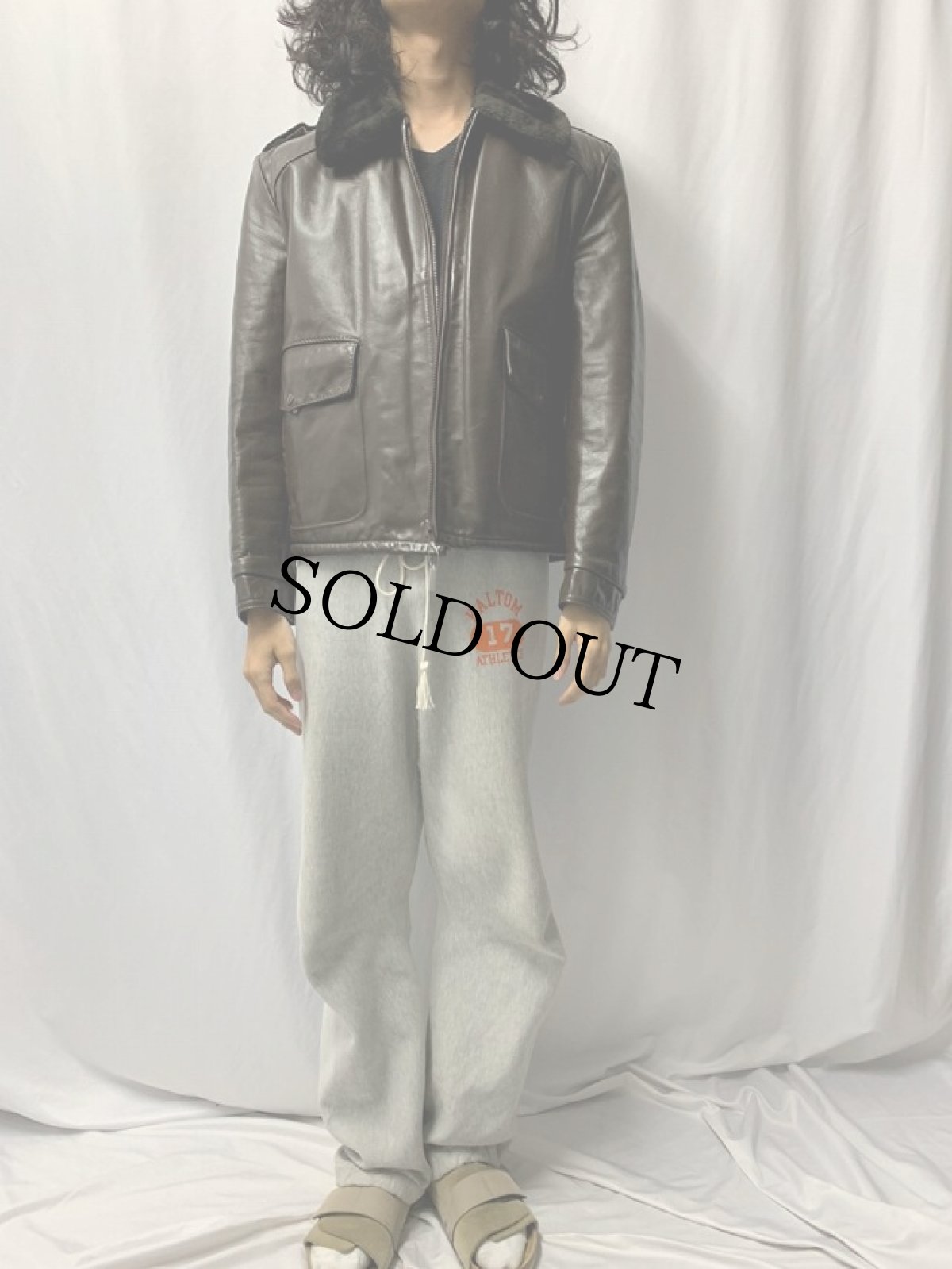 画像2: 70〜80's Sears 襟ボア フェイクレザージャケット (2)