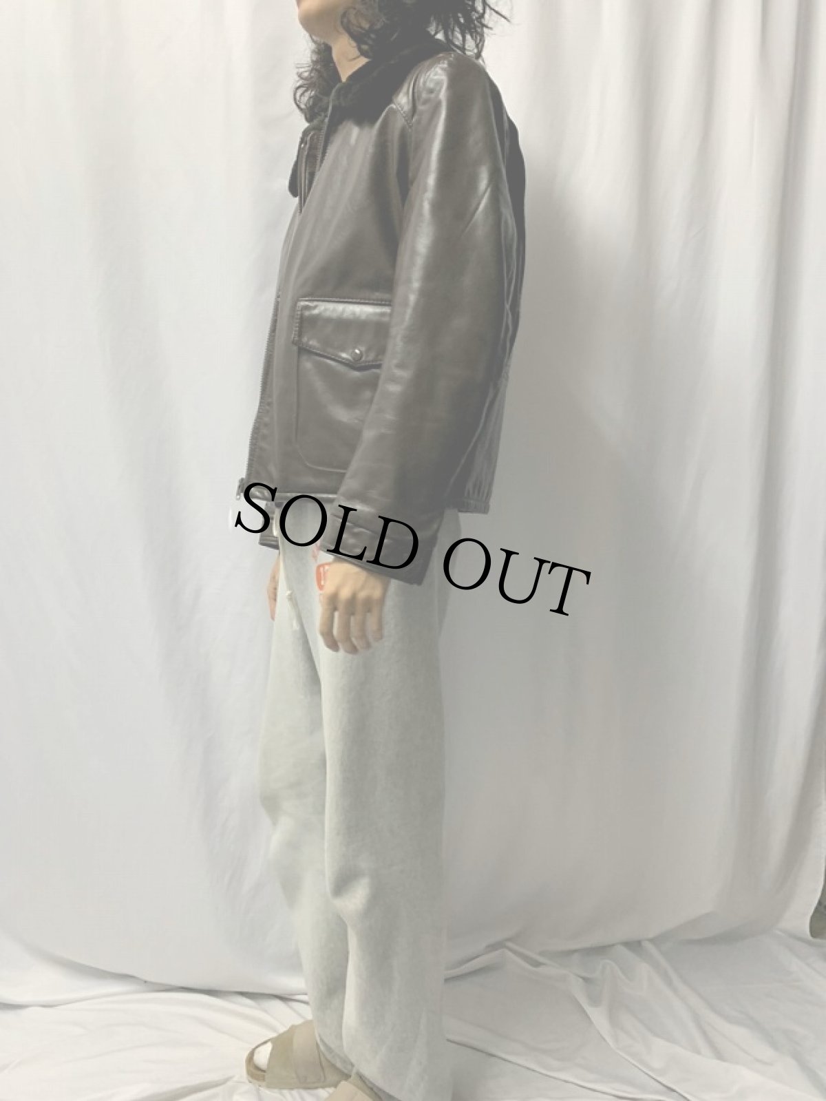 画像3: 70〜80's Sears 襟ボア フェイクレザージャケット (3)