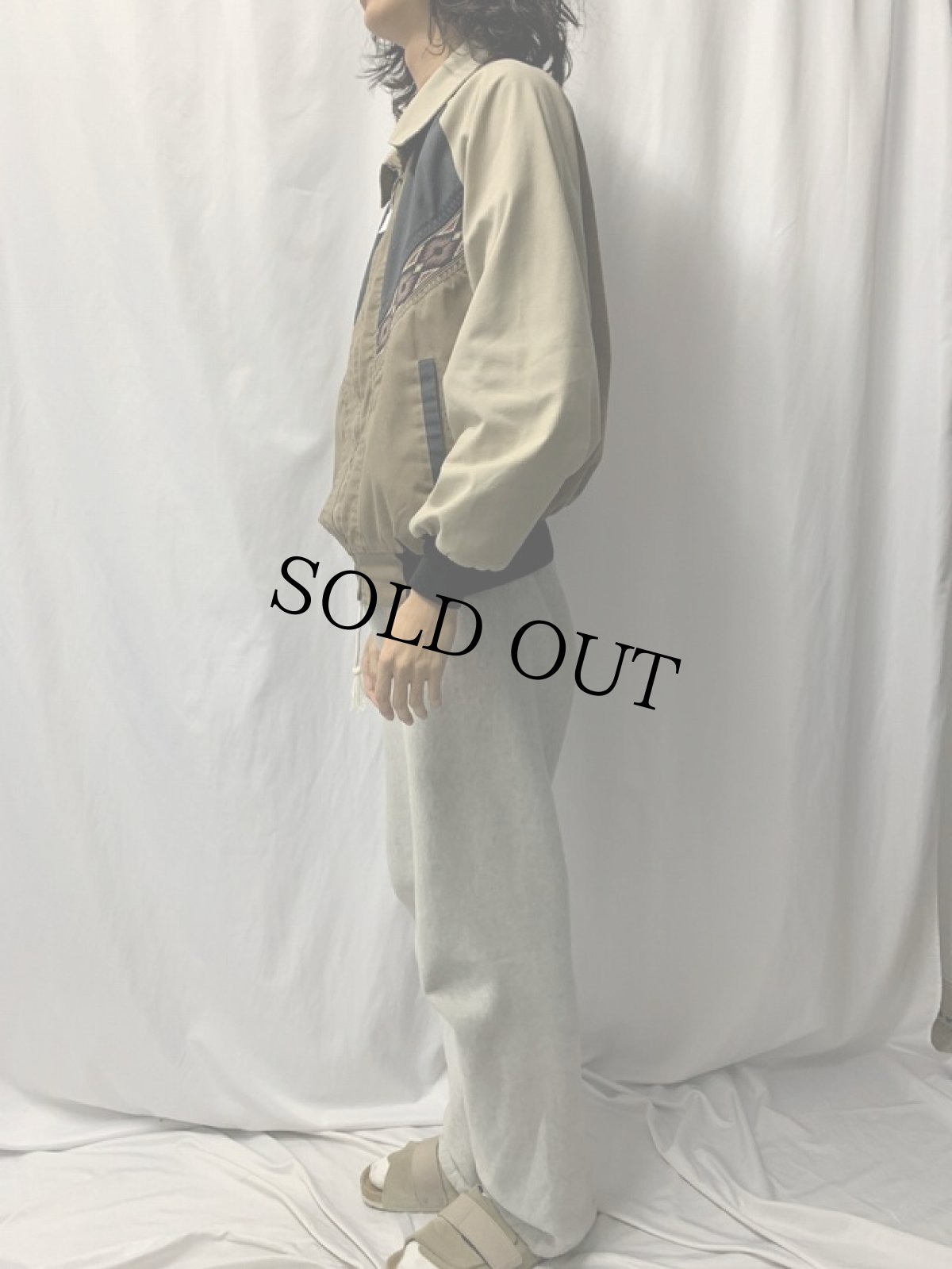 画像3: 80〜90's CANYON GUIDE USA製 ネイティブ柄切り替え ジップジャケット L (3)