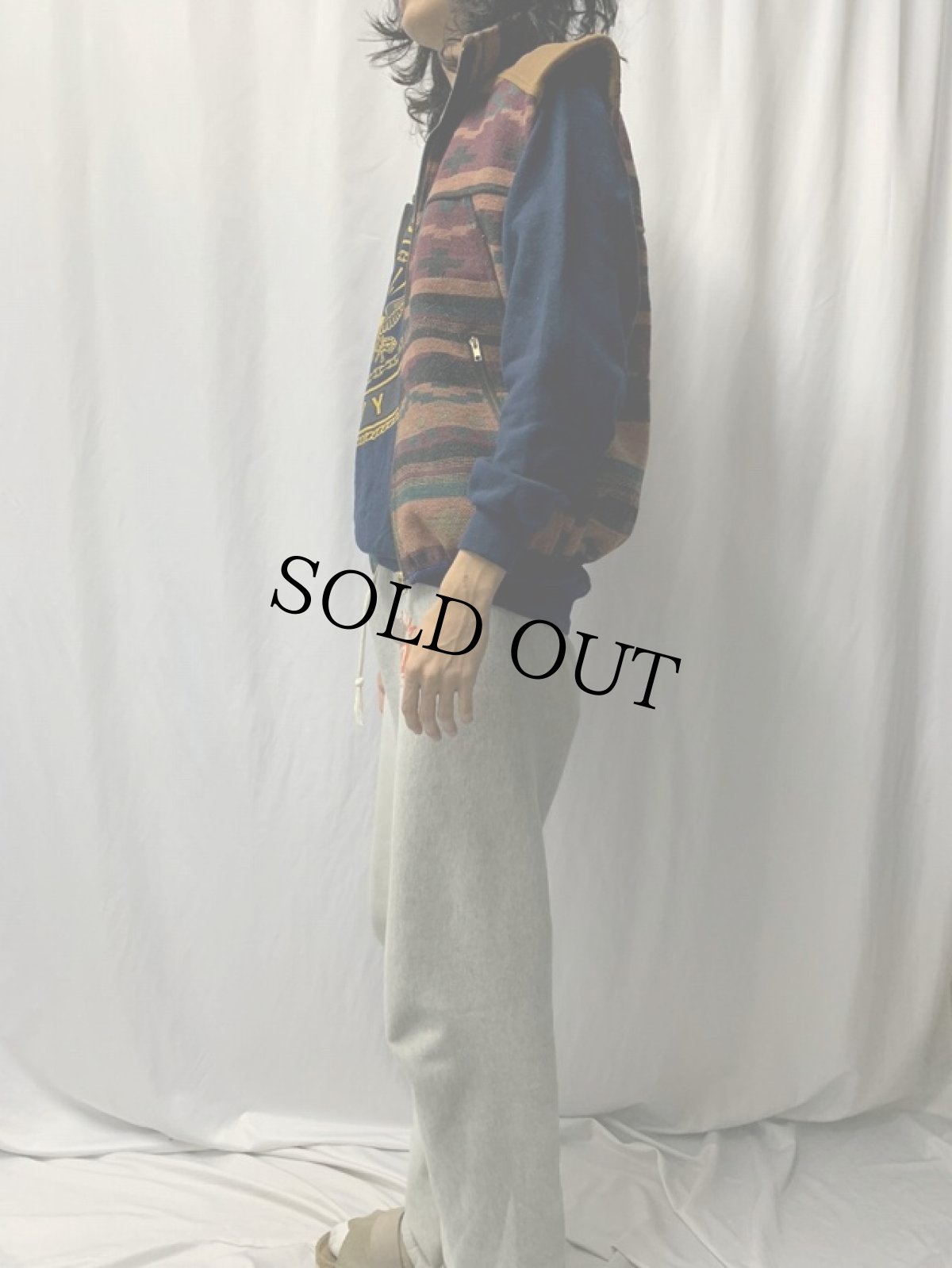 画像3: 90's CANADA製 ネイティブ柄 切り替えデザイン ベスト M (3)