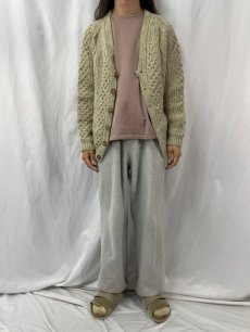 画像2: 【SALE】 ハンドメイド ウールアランニットカーディガン (2)