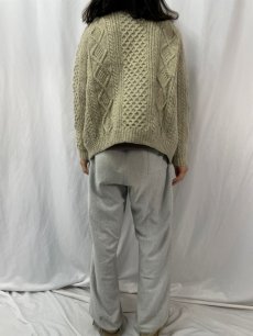 画像4: 【SALE】 ハンドメイド ウールアランニットカーディガン (4)