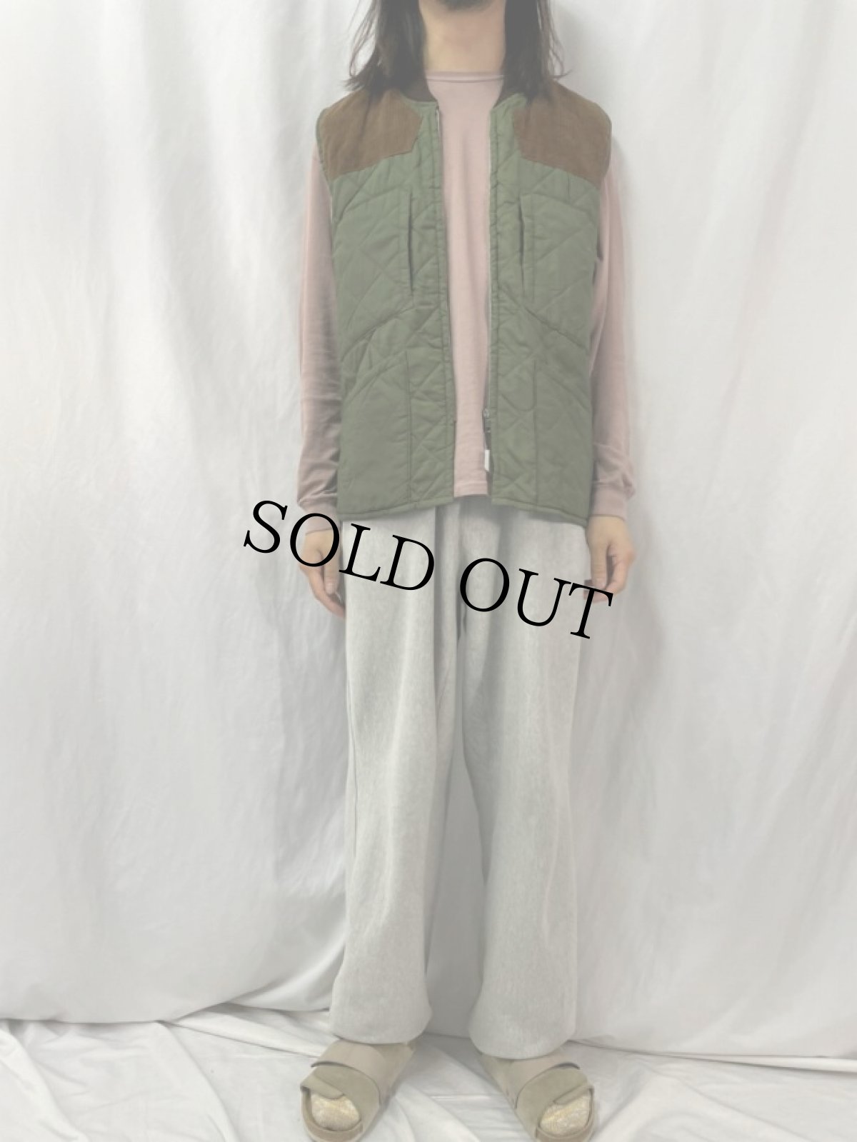 画像2: コーデュロイ切り替え キルティングベスト M (2)