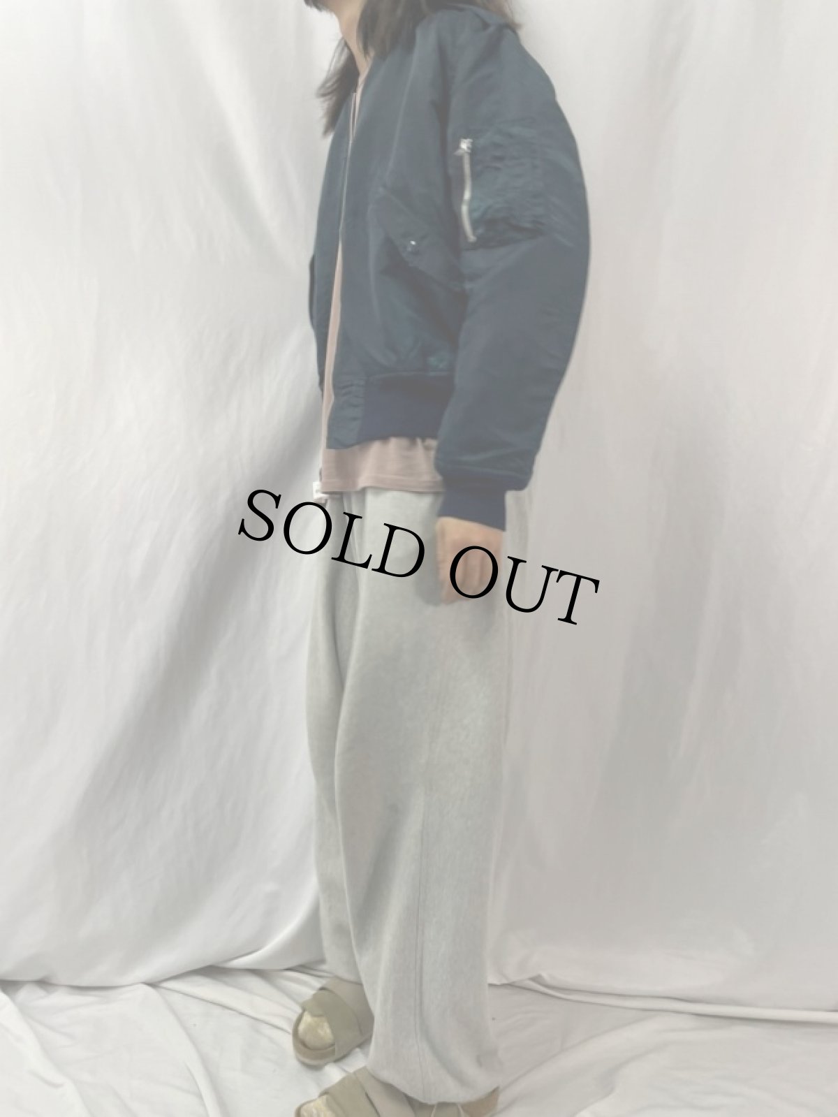 画像4: 民間品 ALPHA INDUSTRIES,INC. MA-1 フライトジャケット NAVY LARGE (4)