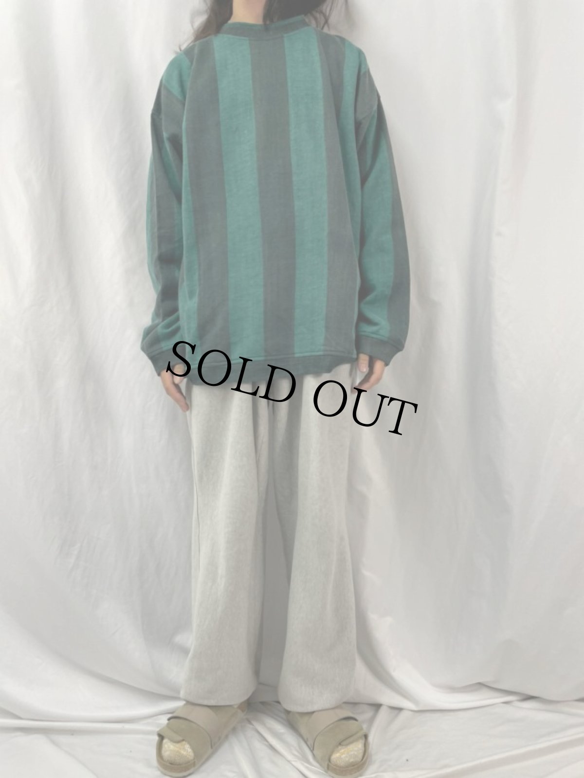 画像2: 90's SATURDAYS USA製 ストライプ柄 スウェット L (2)