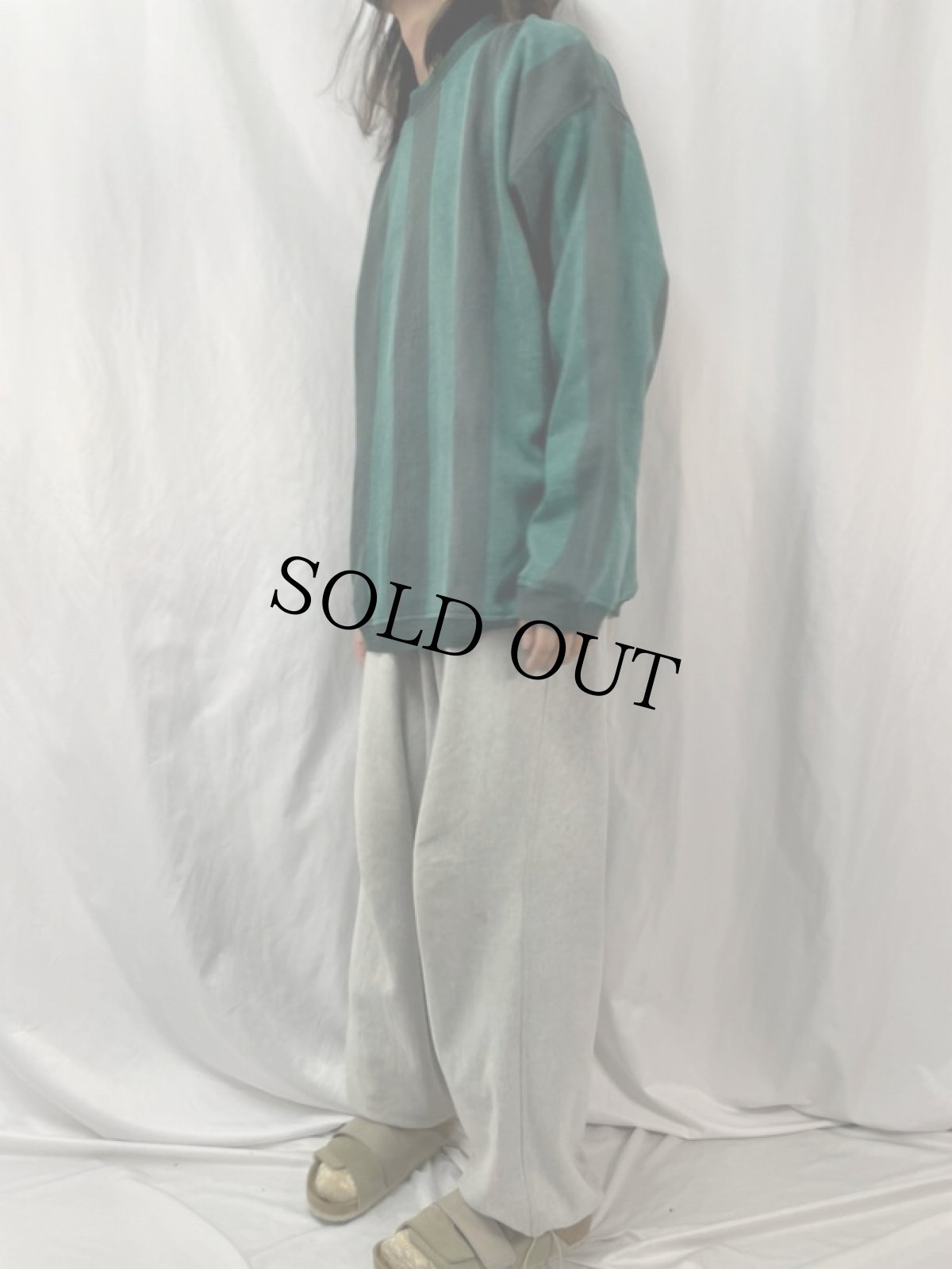 画像3: 90's SATURDAYS USA製 ストライプ柄 スウェット L (3)